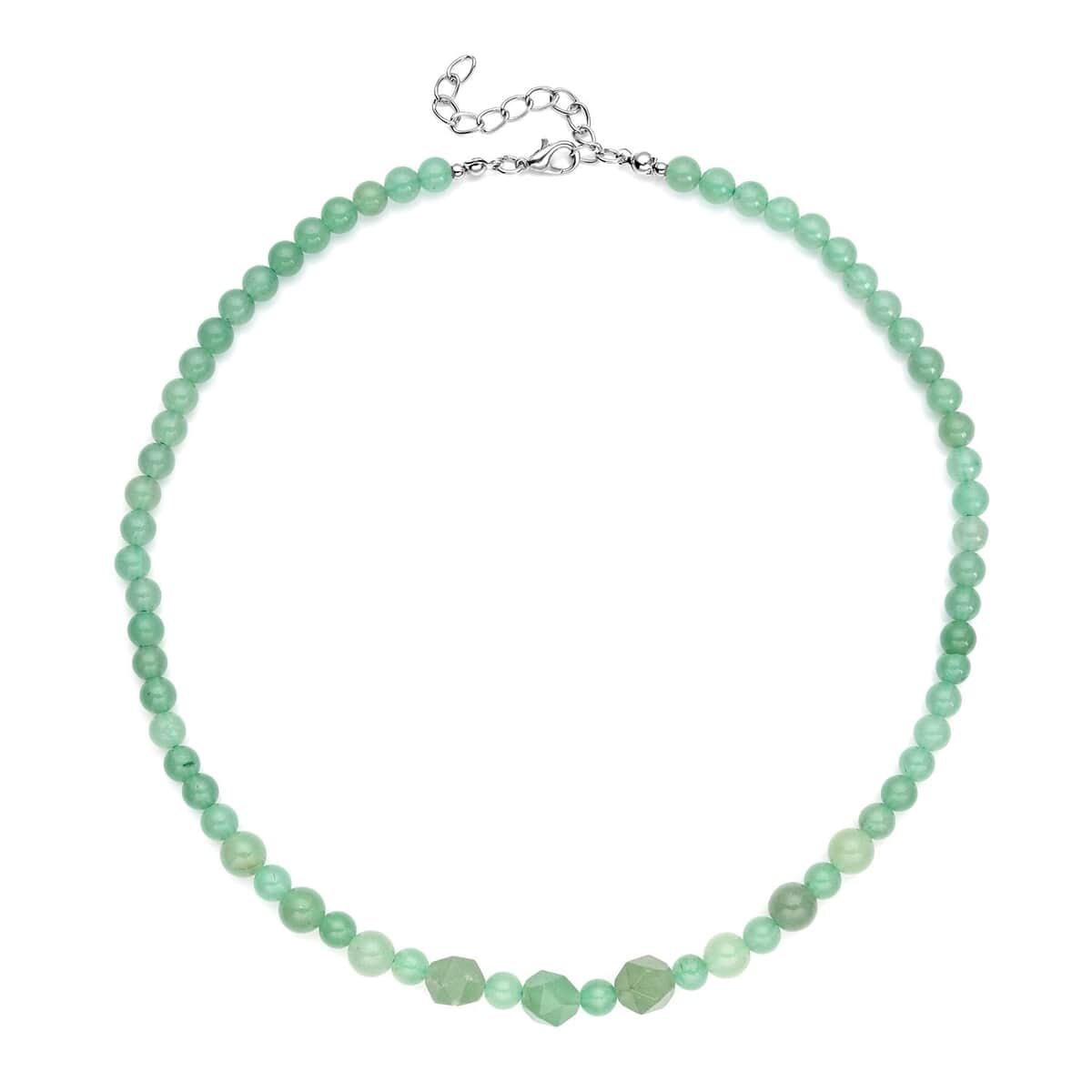 Green Aventurine Beaded Necklace 18-20 Inches in Silvertone 138.50 ctw image number 0