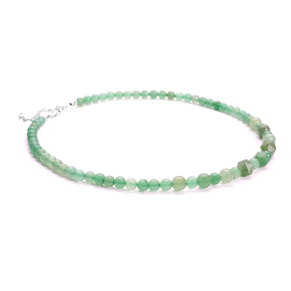Green Aventurine Beaded Necklace 18-20 Inches in Silvertone 138.50 ctw image number 2