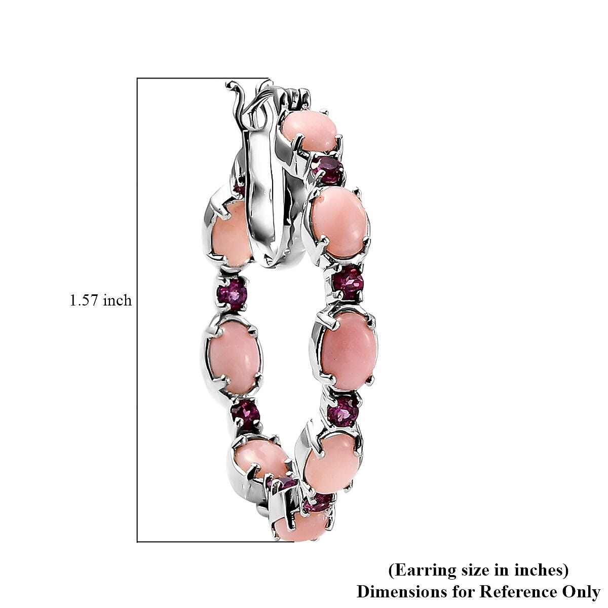 Peruvian Pink Opal and Orissa Rhodolite Garnet Inside Out Hoop Earrings in Platinum Over Sterling Silver 7.75 ctw