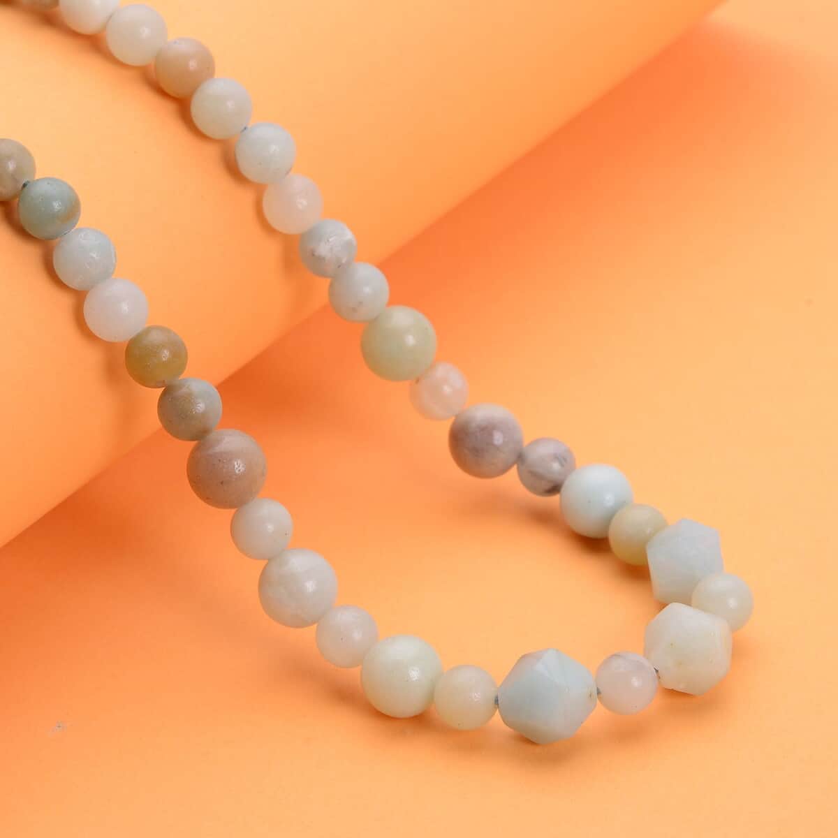 Multi Color Amazonite Beaded Necklace 18-20 Inches in Silvertone 138.50 ctw image number 1