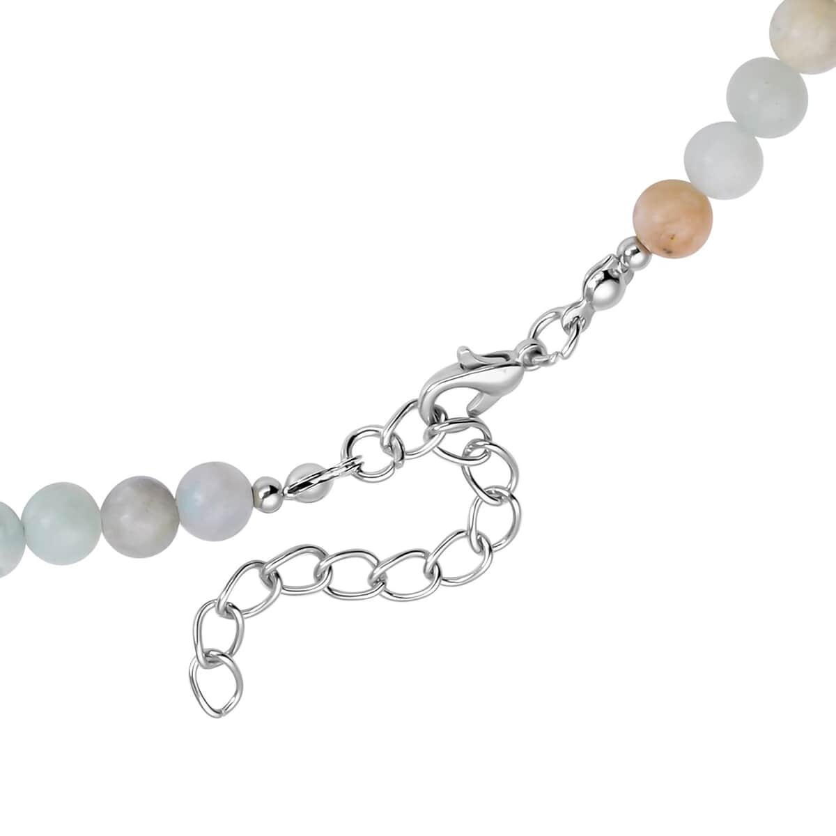 Multi Color Amazonite Beaded Necklace 18-20 Inches in Silvertone 138.50 ctw image number 4