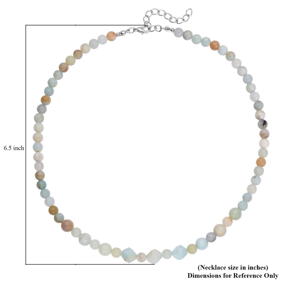 Multi Color Amazonite Beaded Necklace 18-20 Inches in Silvertone 138.50 ctw image number 5