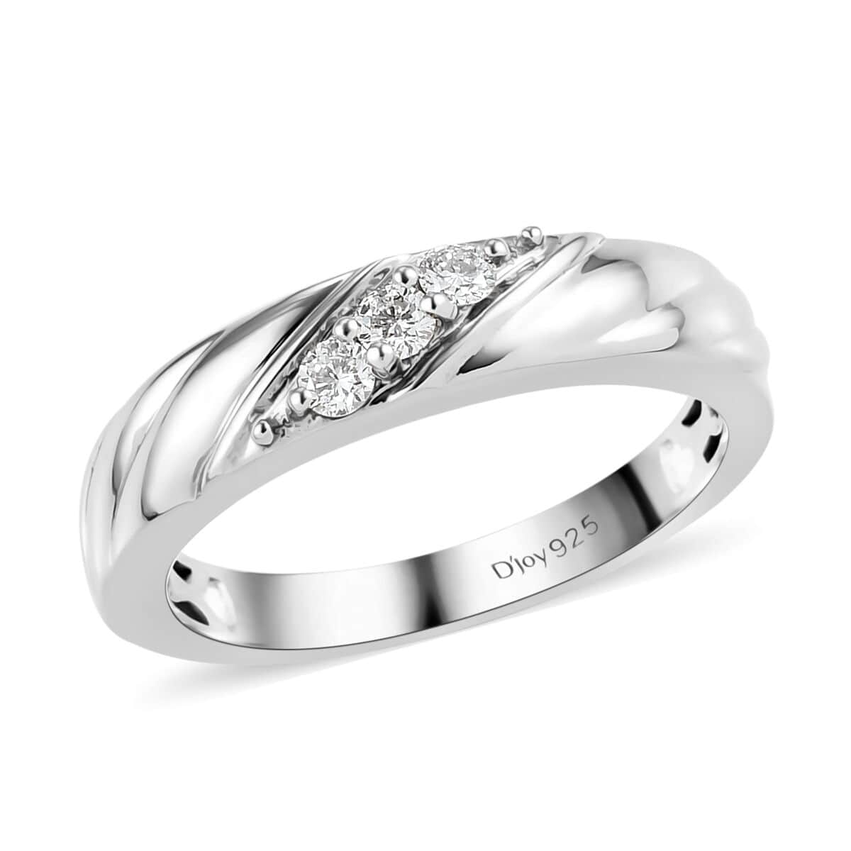 Lab Grown Diamond G-H I1 Band Ring in Platinum Over Sterling Silver 0.20 ctw image number 0