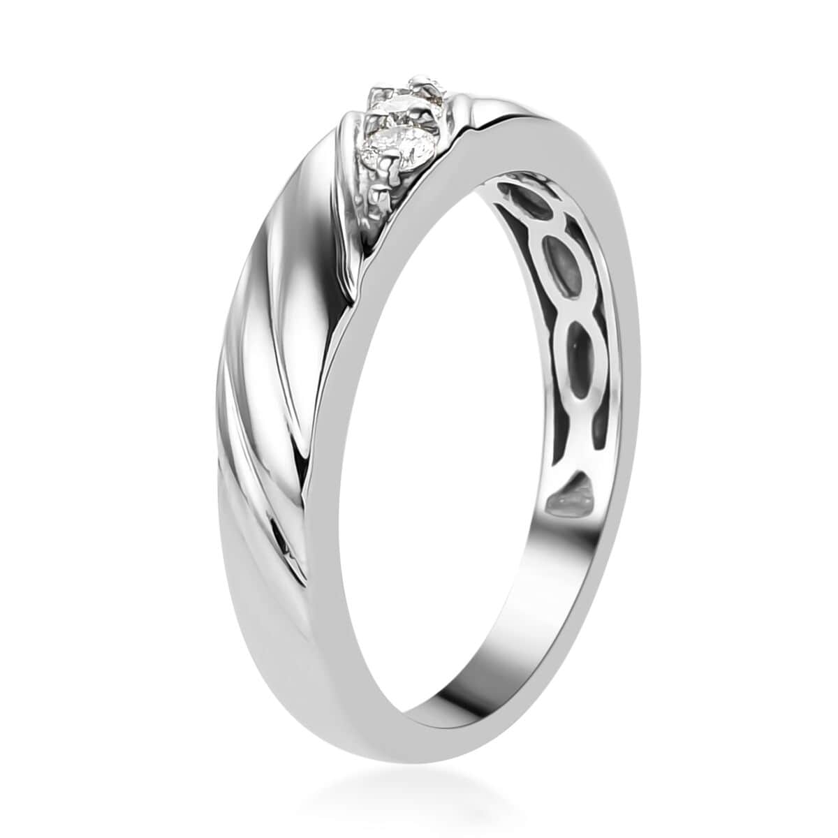Lab Grown Diamond G-H I1 Band Ring in Platinum Over Sterling Silver 0.20 ctw image number 3