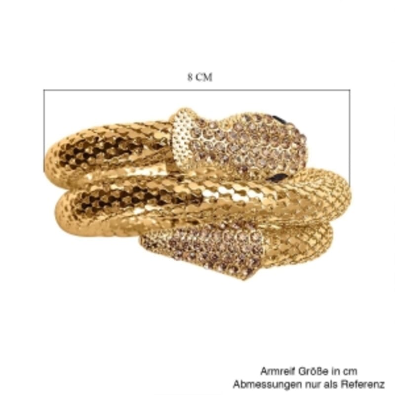Black Resin and Champagne Austrian Crystal 0.20 ctw Bracelet in Goldtone (6.50 In)