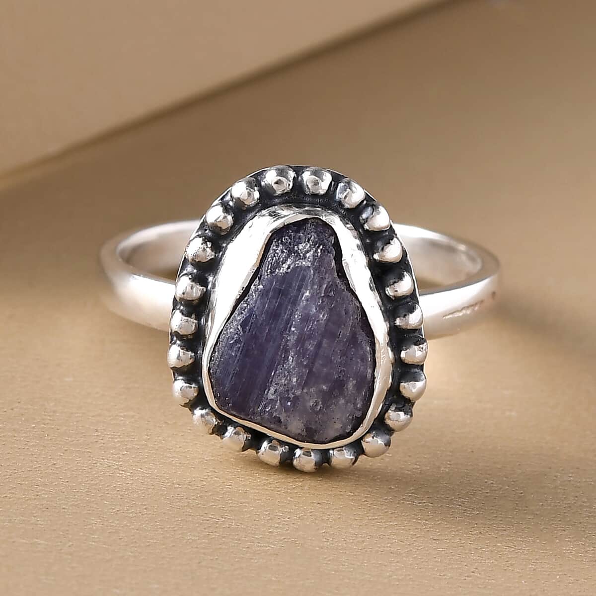 Artisan Crafted Rough Cut Tanzanite Ring in Sterling Silver (Size 7.0) 4.35 ctw image number 1