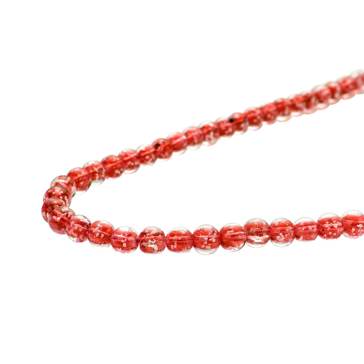 Ankur Treasure Chest Red Color Glow Murano Style Beaded Necklace in Silvertone 20 Inches image number 3