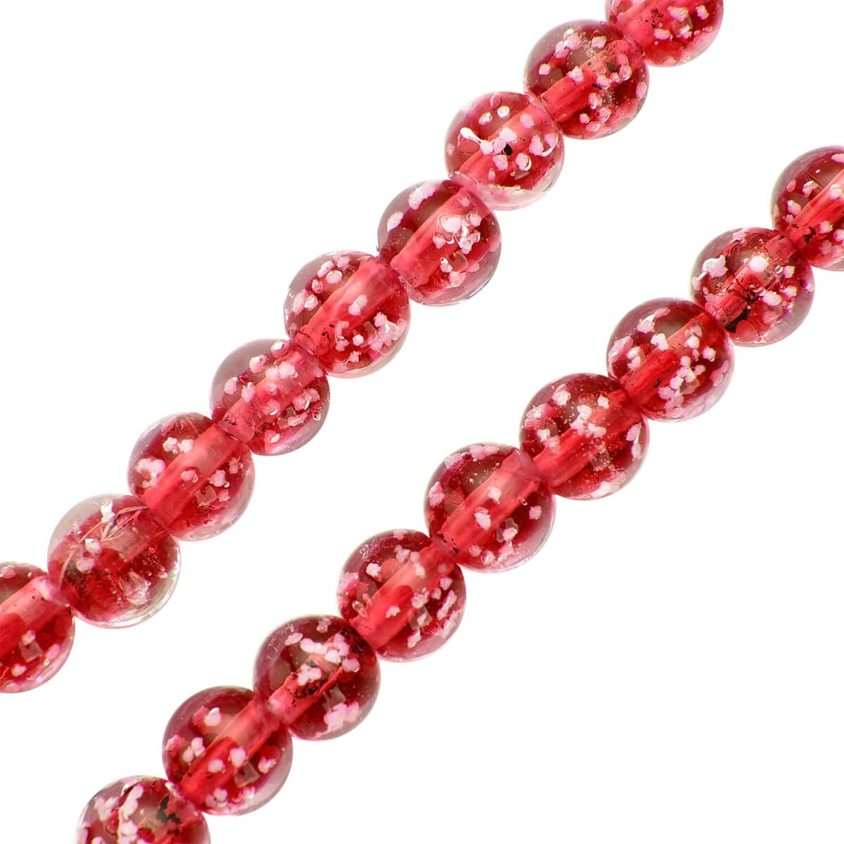 Ankur Treasure Chest Red Color Glow Murano Style Beaded Necklace in Silvertone 20 Inches image number 4