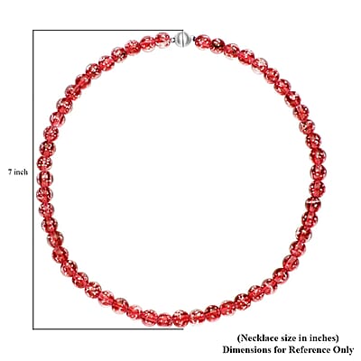 Ankur Treasure Chest Red Color Glow Murano Style Beaded Necklace in Silvertone 20 Inches