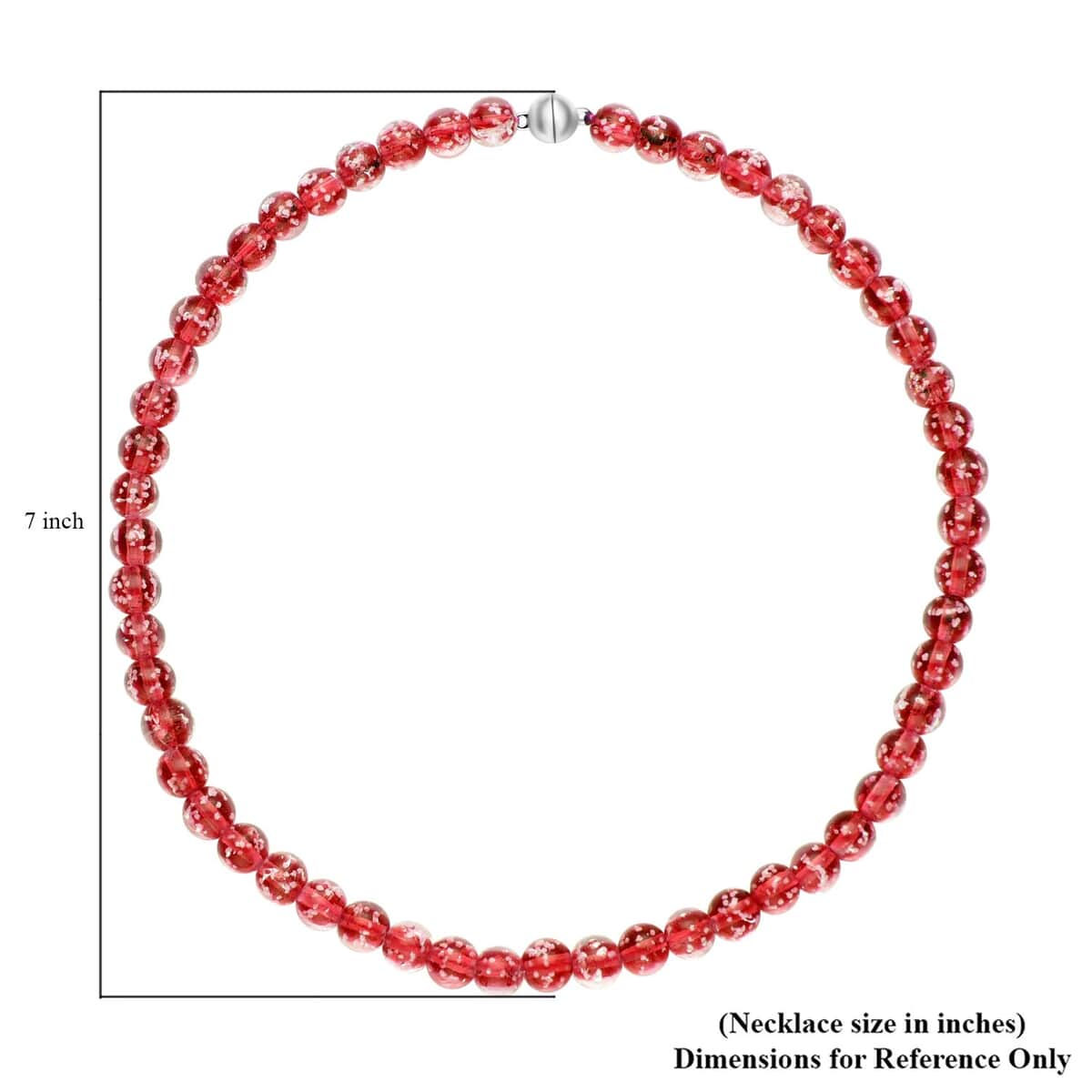 Ankur Treasure Chest Red Color Glow Murano Style Beaded Necklace in Silvertone 20 Inches image number 6