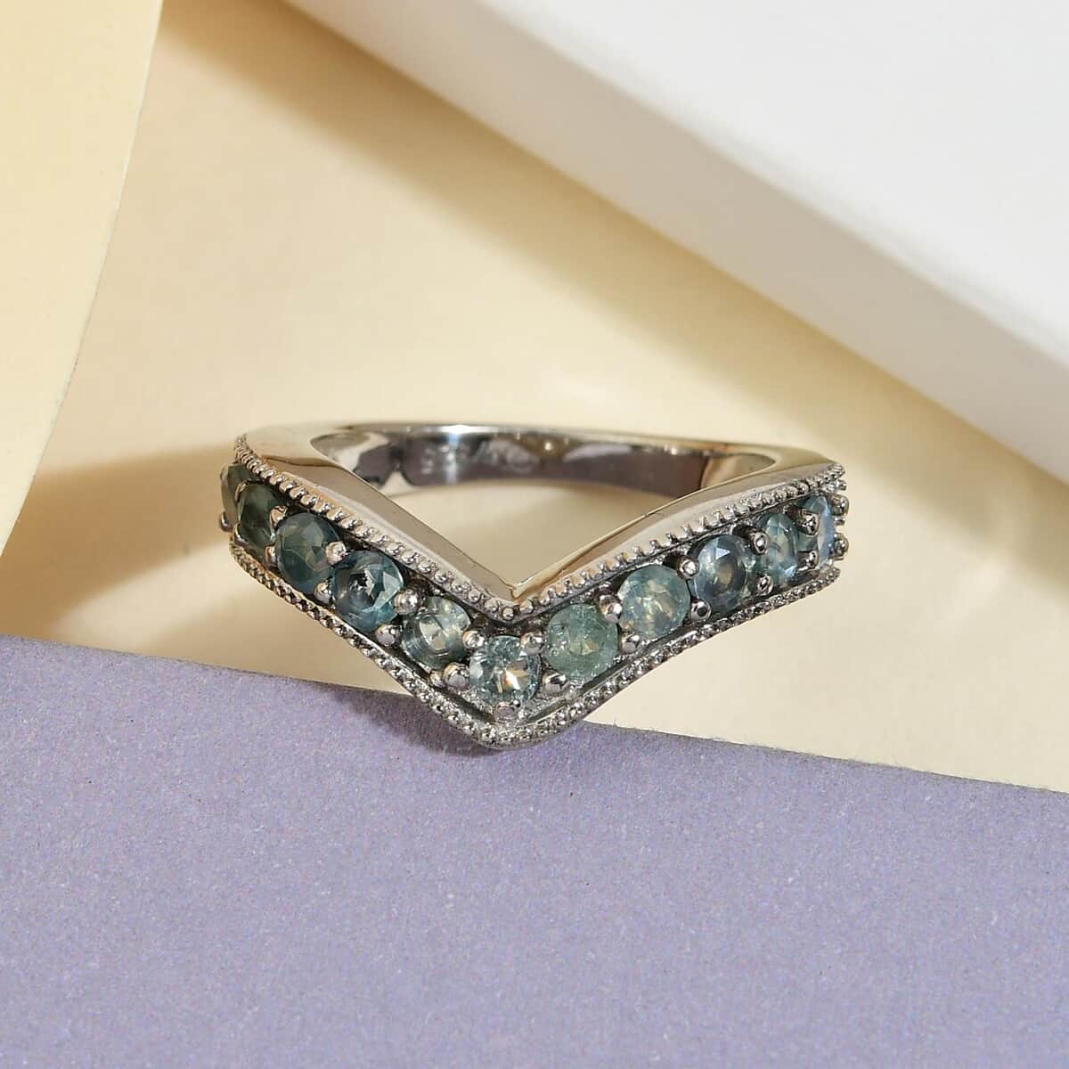 Narsipatnam Alexandrite Chevron Band Ring in Platinum Over Sterling Silver (Size 8.0) 0.85 ctw image number 1