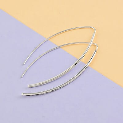 Sterling Silver Threader Open Hoop Earrings 1.90 Grams