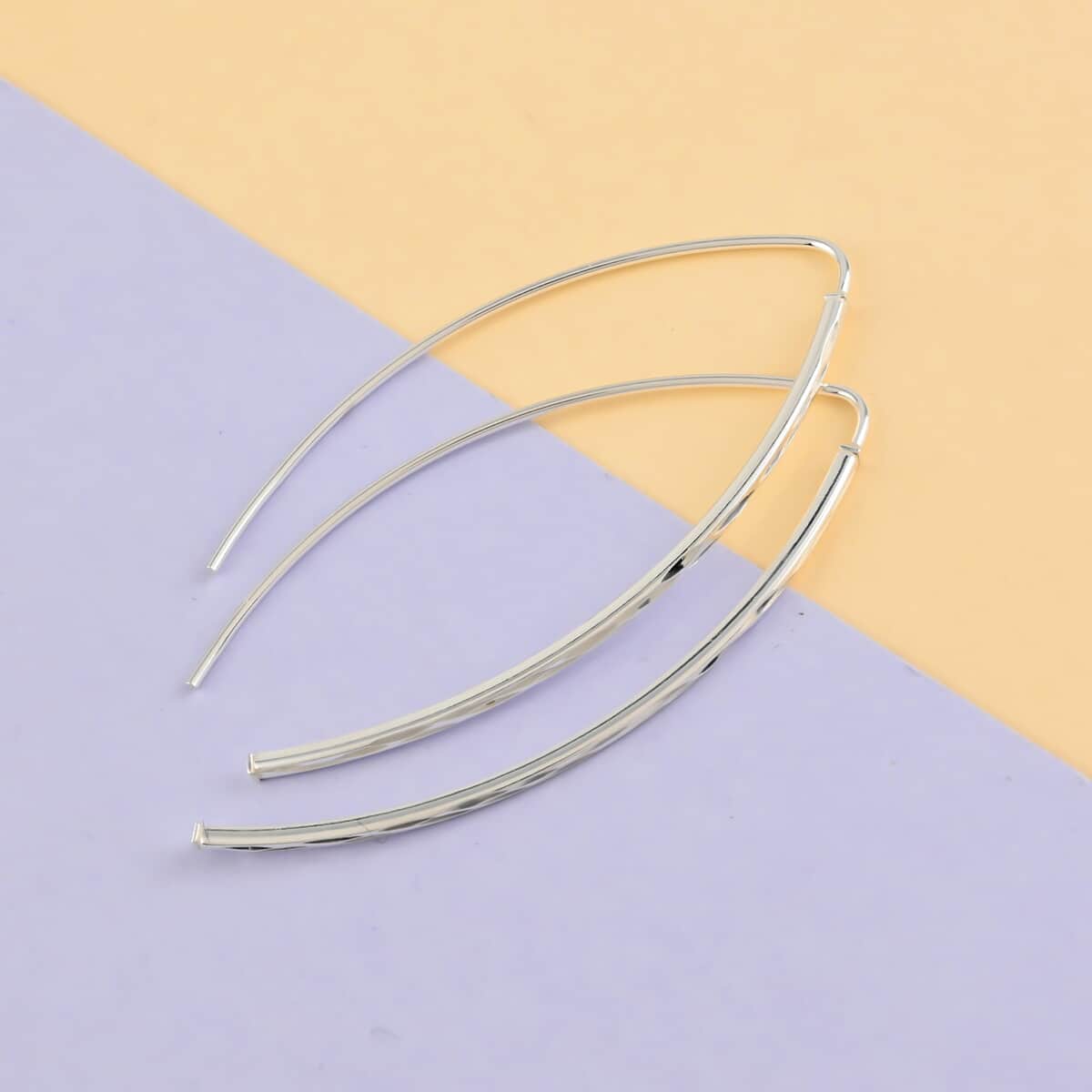 Sterling Silver Threader Open Hoop Earrings 1.90 Grams image number 1
