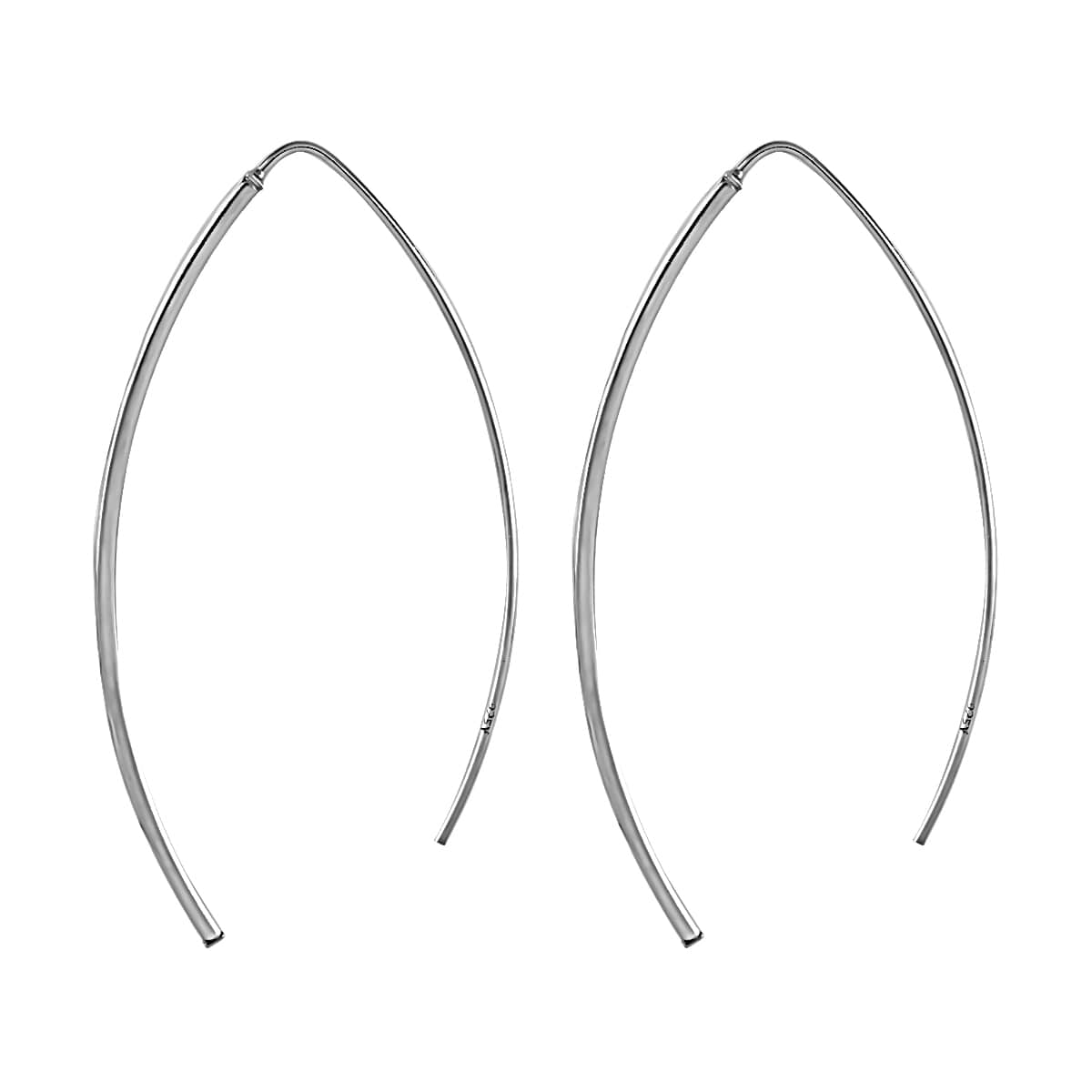 Sterling Silver Threader Open Hoop Earrings 1.90 Grams image number 3