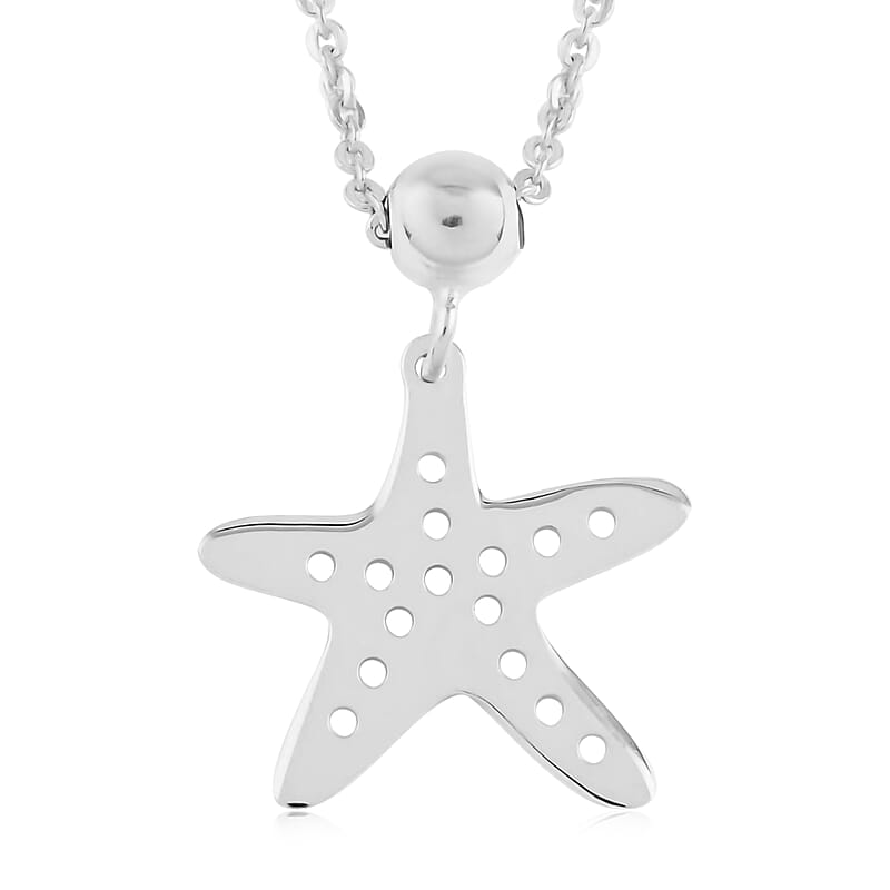 Sterling Silver Starfish Necklace 20 Inches 2.30 Grams