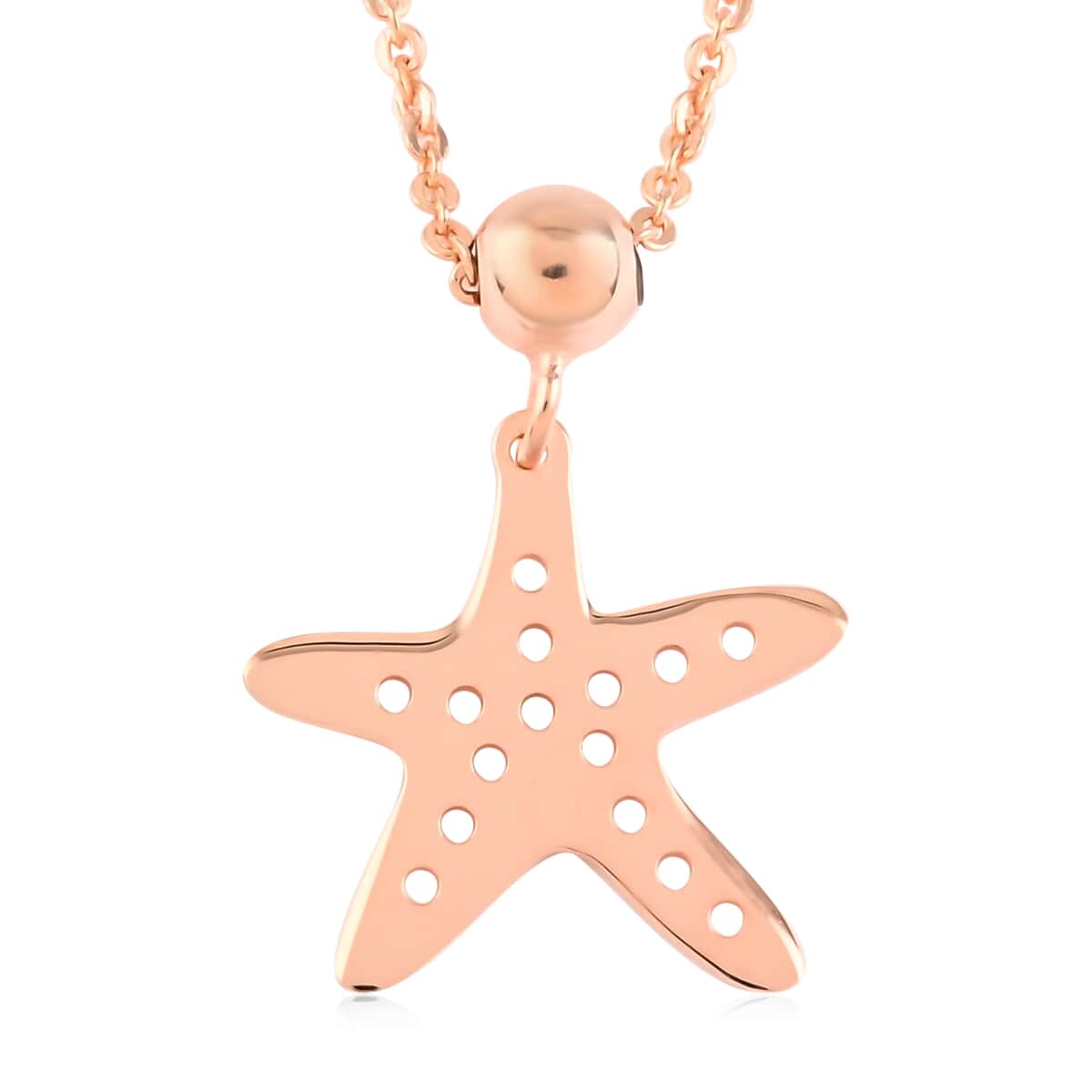 14K Rose Gold Over Sterling Silver Starfish Necklace 20 Inches 2.30 Grams image number 0