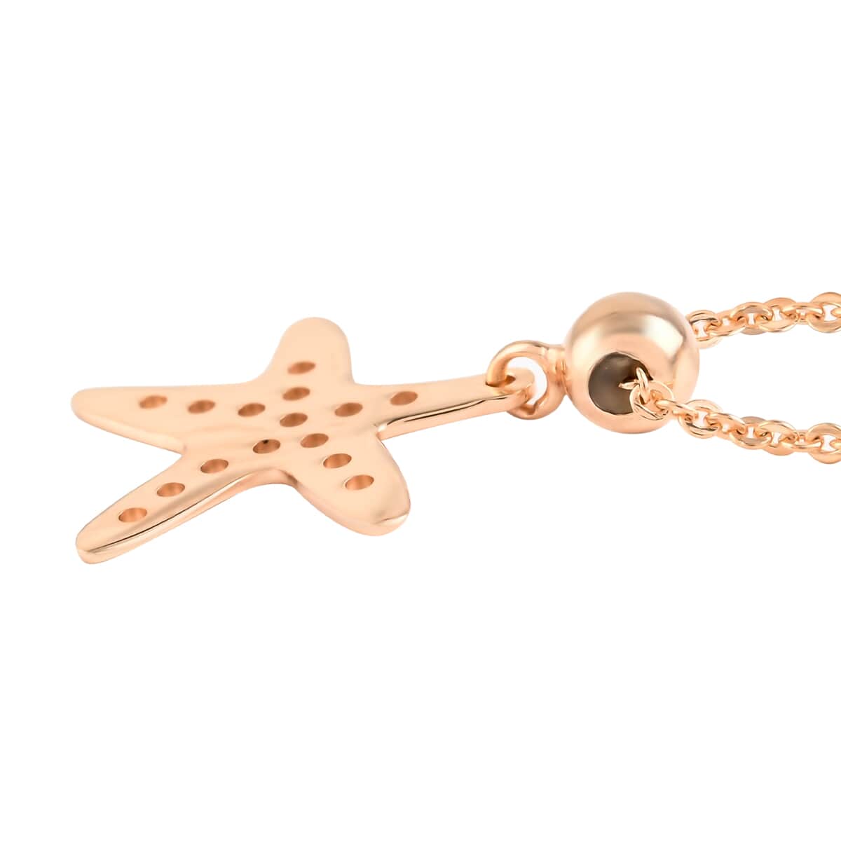 14K Rose Gold Over Sterling Silver Starfish Necklace 20 Inches 2.30 Grams image number 3