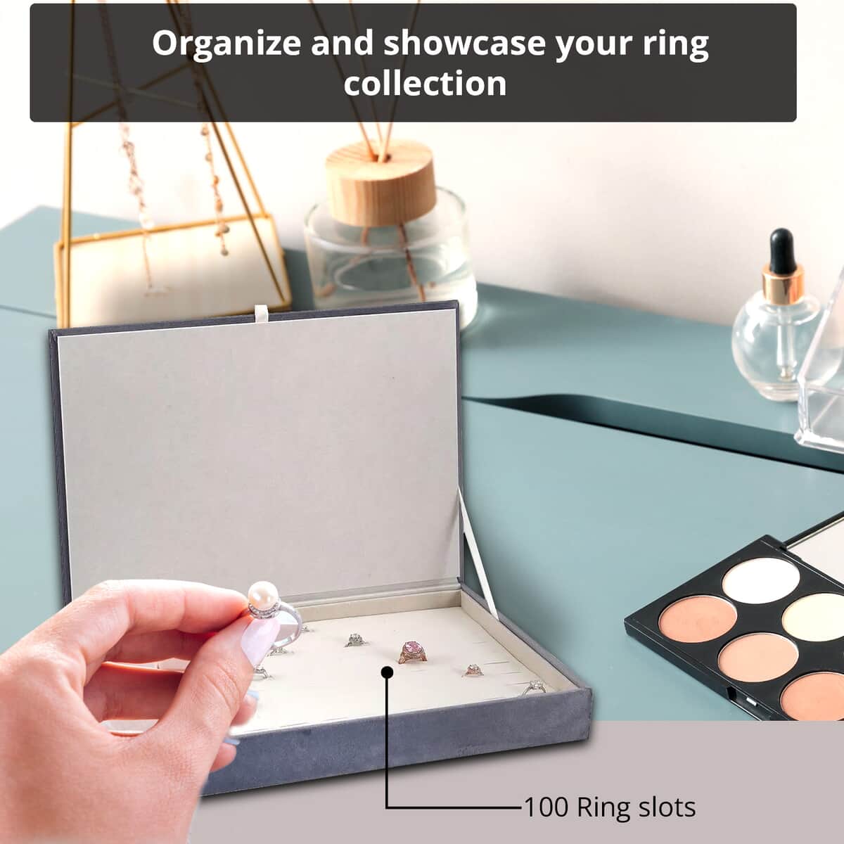 Gray High Quality 100pcs Velvet Ring Box with Anti Tarnish Lining , Jewelry Box for Women , Portable Jewelry Box , Jewelry Holder , Jewelry Storage , Jewelry Organizer image number 2