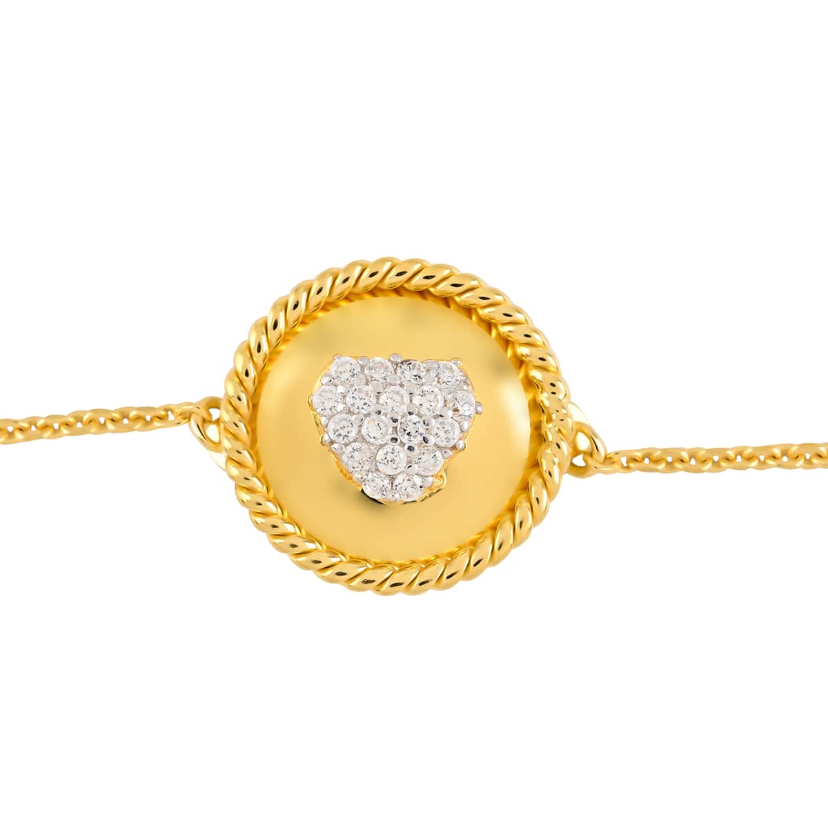 Simulated Diamond Bolo Bracelet in 14K Yellow Gold Over Sterling Silver 1.80 ctw image number 2