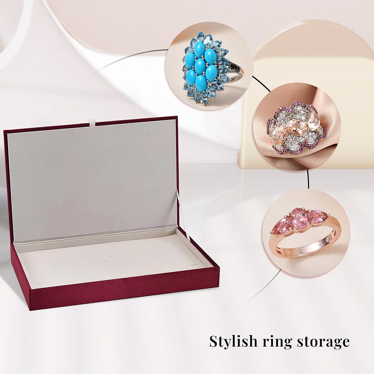 Burgundy High Quality Jewelry Box For Ring 100pcs with Anti Tarnish Lining image number 1