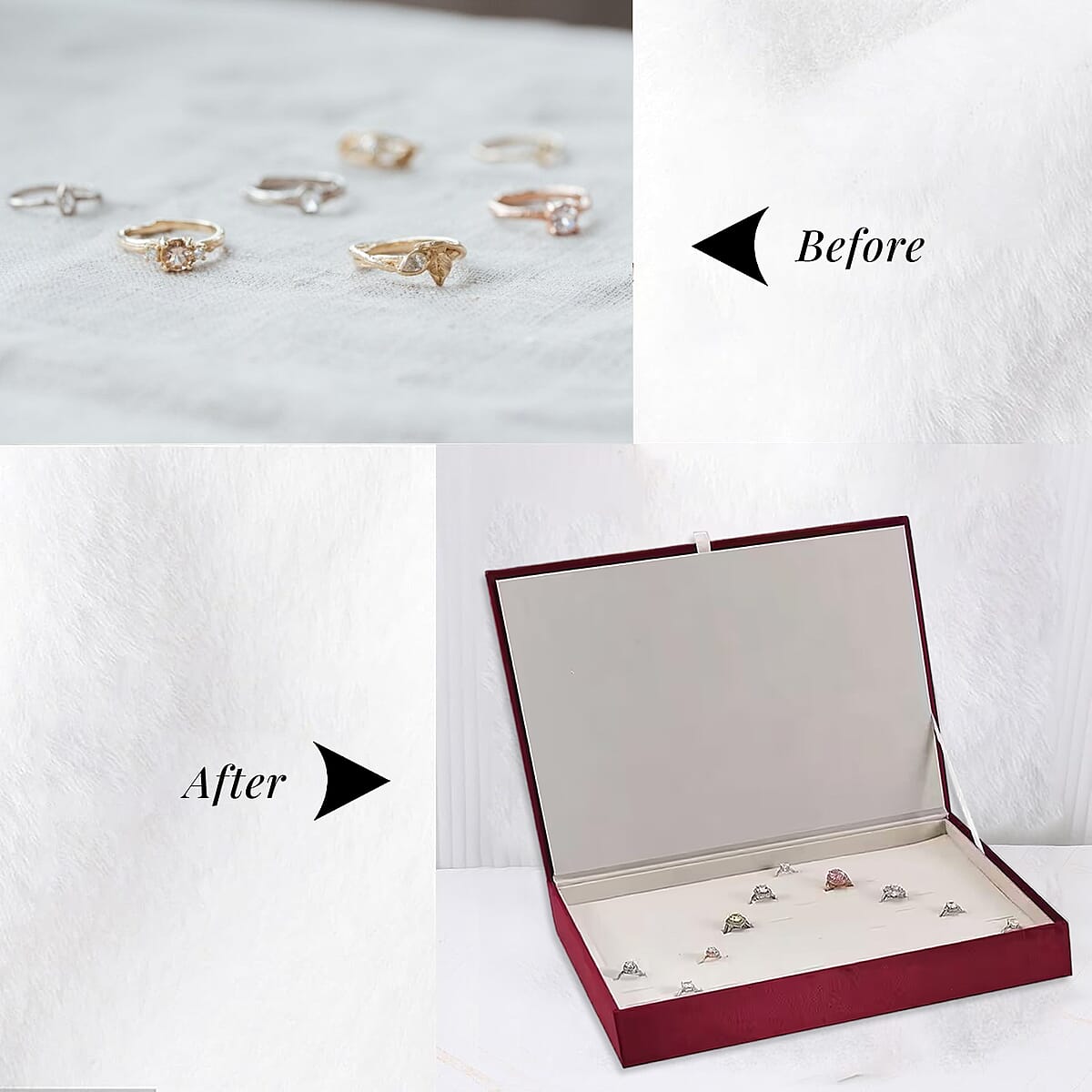 Burgundy High Quality Jewelry Box For Ring 100pcs with Anti Tarnish Lining image number 4