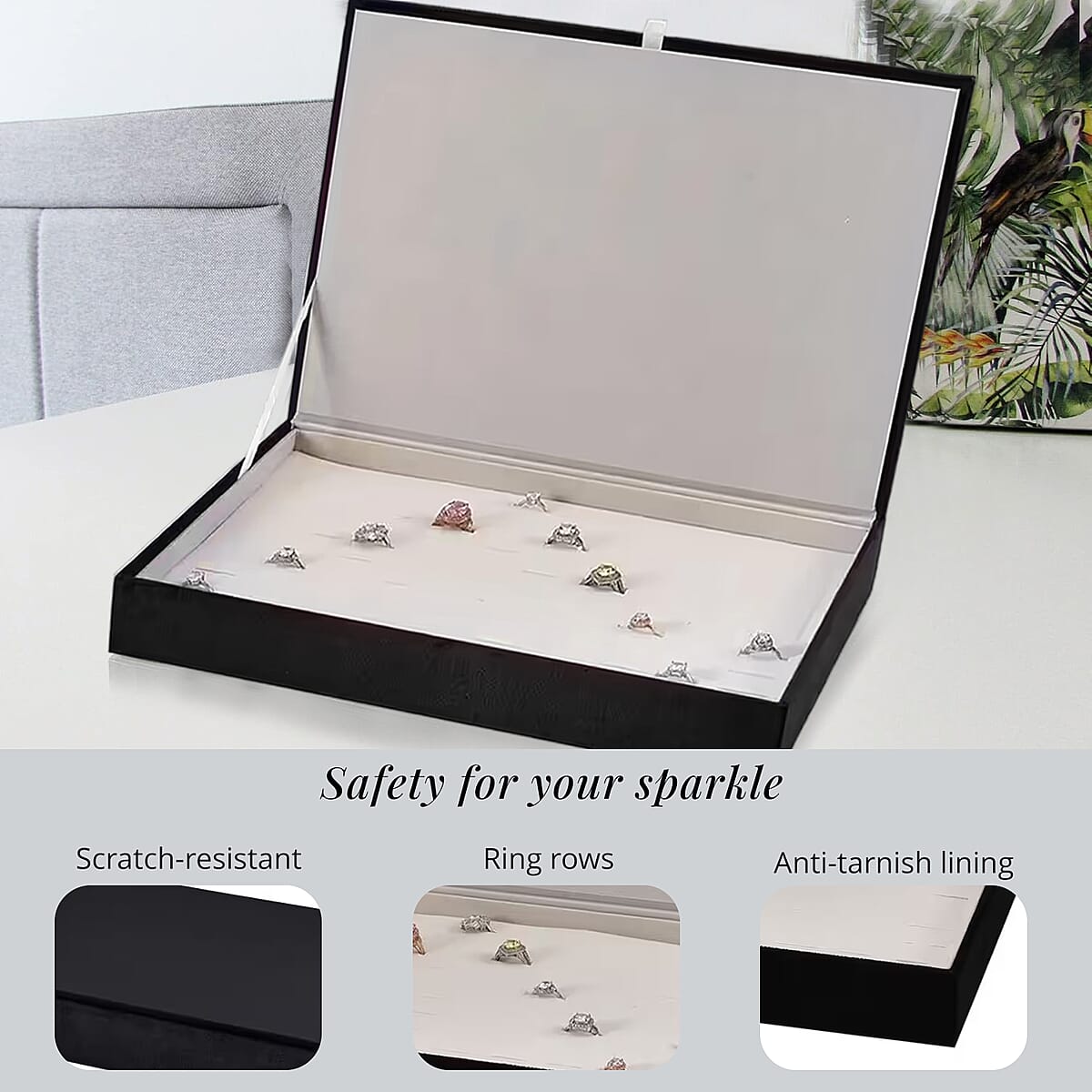 Black High Quality Jewelry Box For Ring 100pcs with Anti Tarnish Lining image number 3