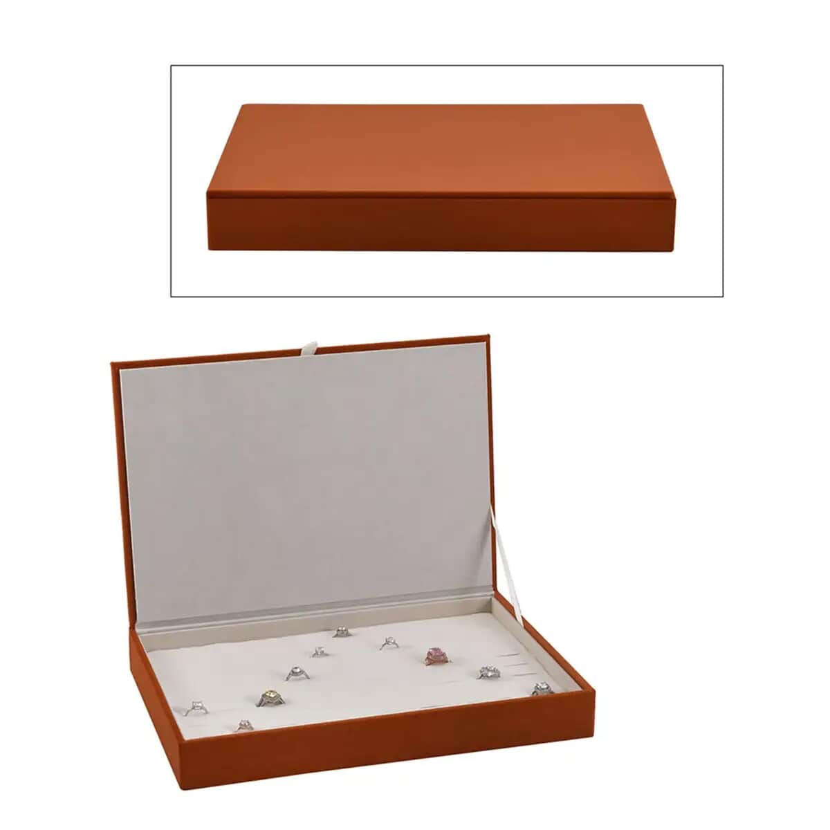 Orange High Quality 100pcs Velvet Ring Box with Anti Tarnish Lining , Jewelry Box for Women , Portable Jewelry Box , Jewelry Holder , Jewelry Storage , Jewelry Organizer image number 0