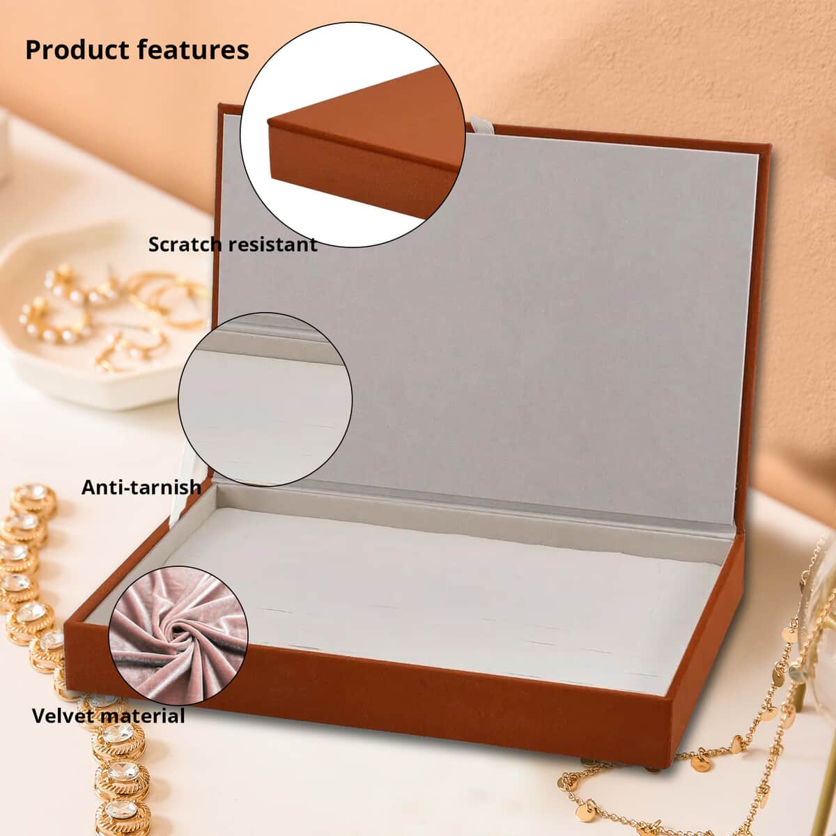 Orange High Quality 100pcs Velvet Ring Box with Anti Tarnish Lining , Jewelry Box for Women , Portable Jewelry Box , Jewelry Holder , Jewelry Storage , Jewelry Organizer image number 1