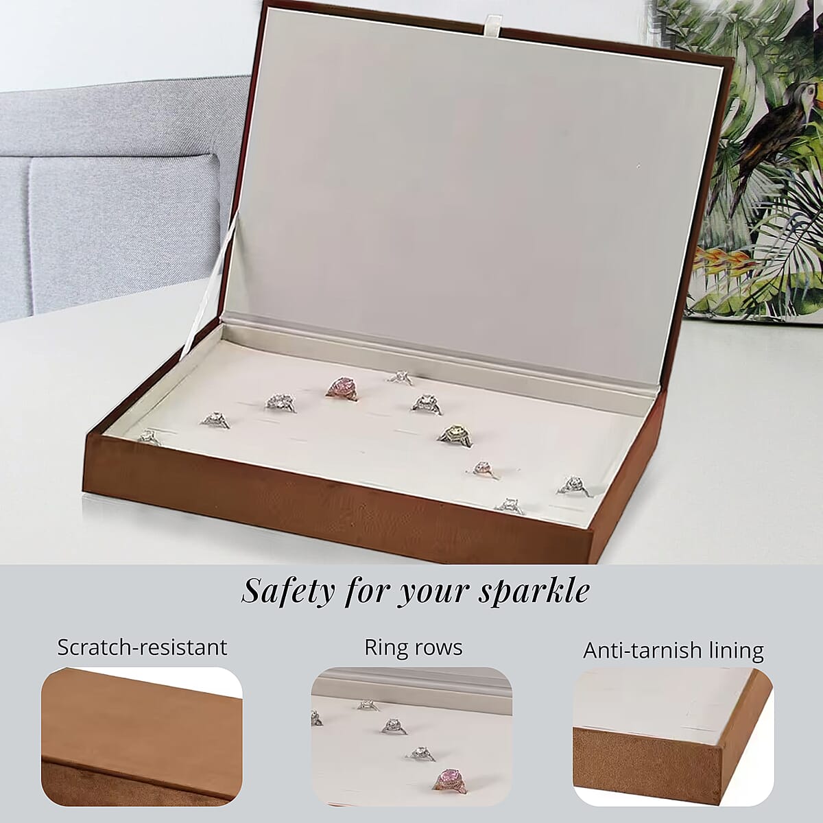 Brown High Quality Jewelry Box For Ring 100pcs with Anti Tarnish Lining image number 3