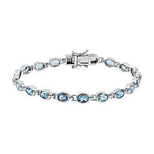 Swiss Blue Topaz 9.50 ctw Bracelet in Platinum Over Sterling Silver (8.0 In)