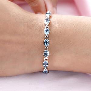 Swiss Blue Topaz 9.50 ctw Bracelet in Platinum Over Sterling Silver (8.0 In)
