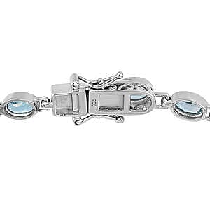 Swiss Blue Topaz 9.50 ctw Bracelet in Platinum Over Sterling Silver (8.0 In)