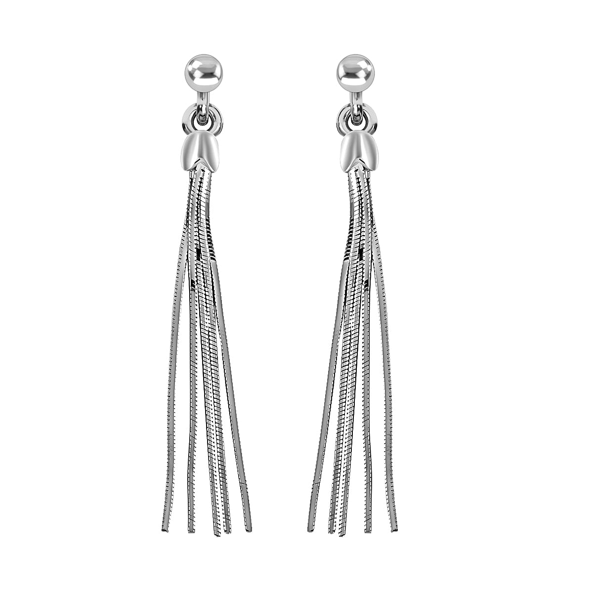 Sterling Silver Fringe tassel Dangle Earrings 3.30 Grams