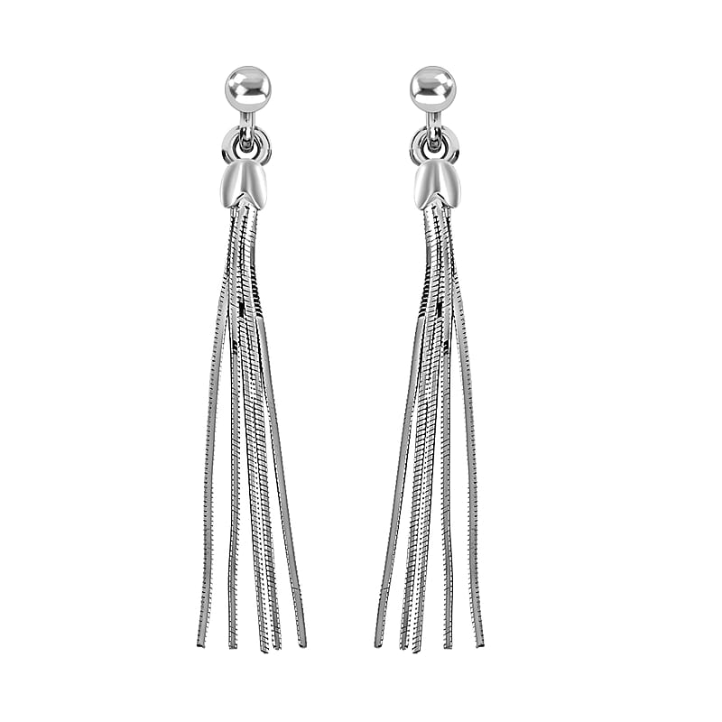 Sterling Silver Fringe tassel Dangle Earrings 3.30 Grams