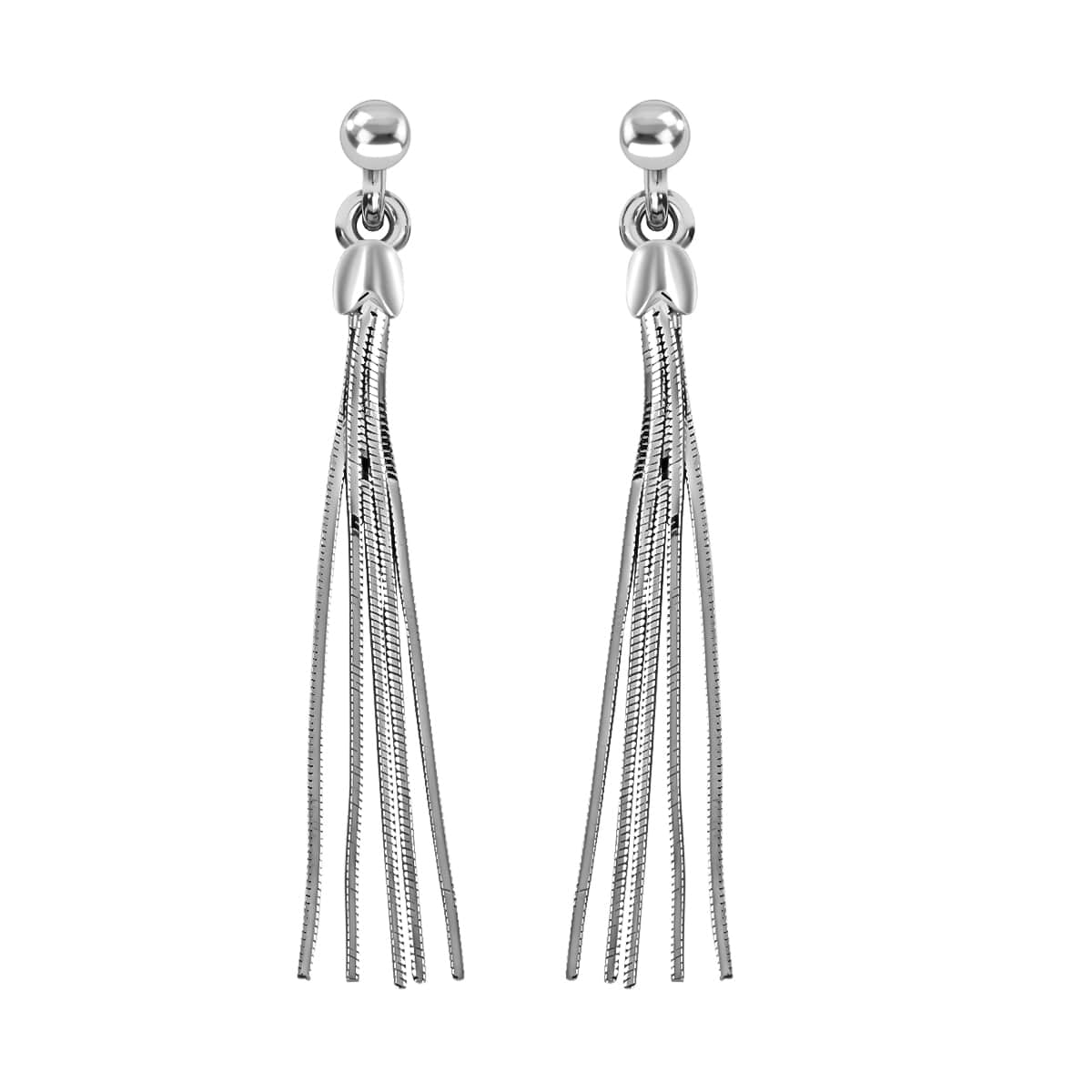 Sterling Silver Fringe tassel Dangle Earrings 3.30 Grams image number 0