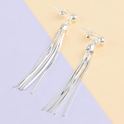Sterling Silver Fringe tassel Dangle Earrings 3.30 Grams