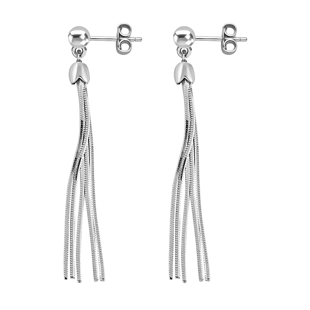 Sterling Silver Fringe tassel Dangle Earrings 3.30 Grams image number 3
