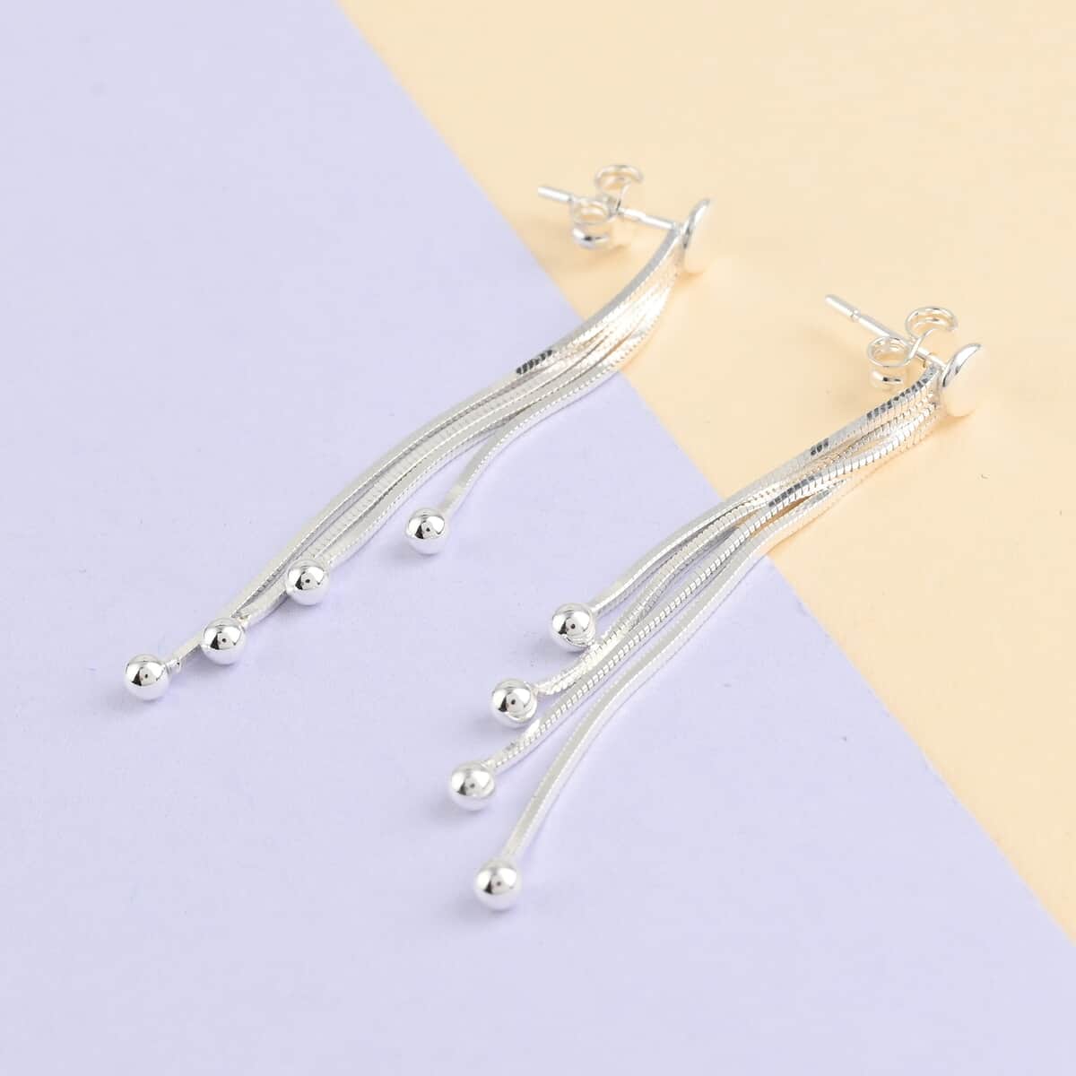 Sterling Silver Tassle Dangle Earrings 2.50 Grams image number 1
