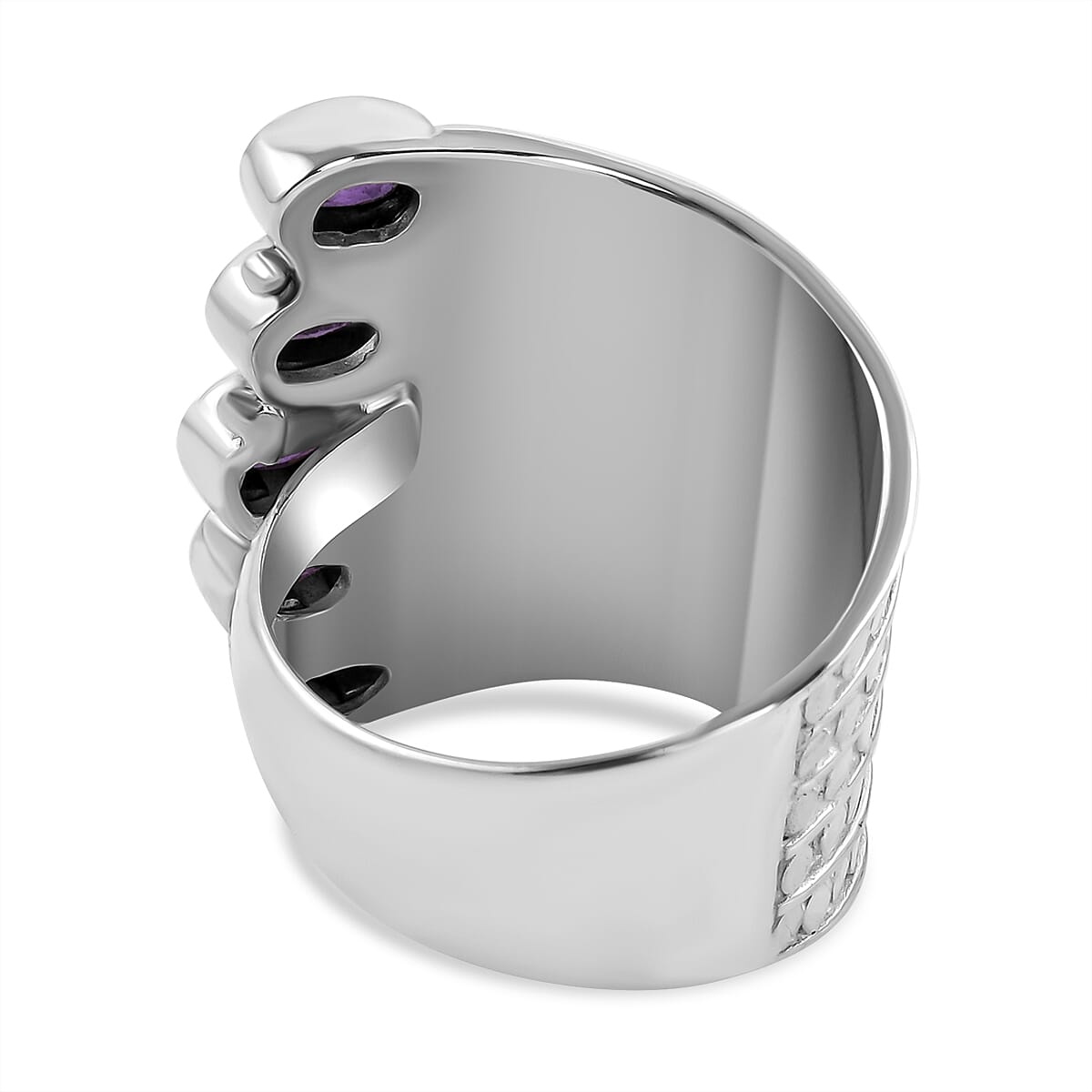 African Amethyst 42.00 ctw Ring in Sterling Silver (Size 5.5) (11.94 g)