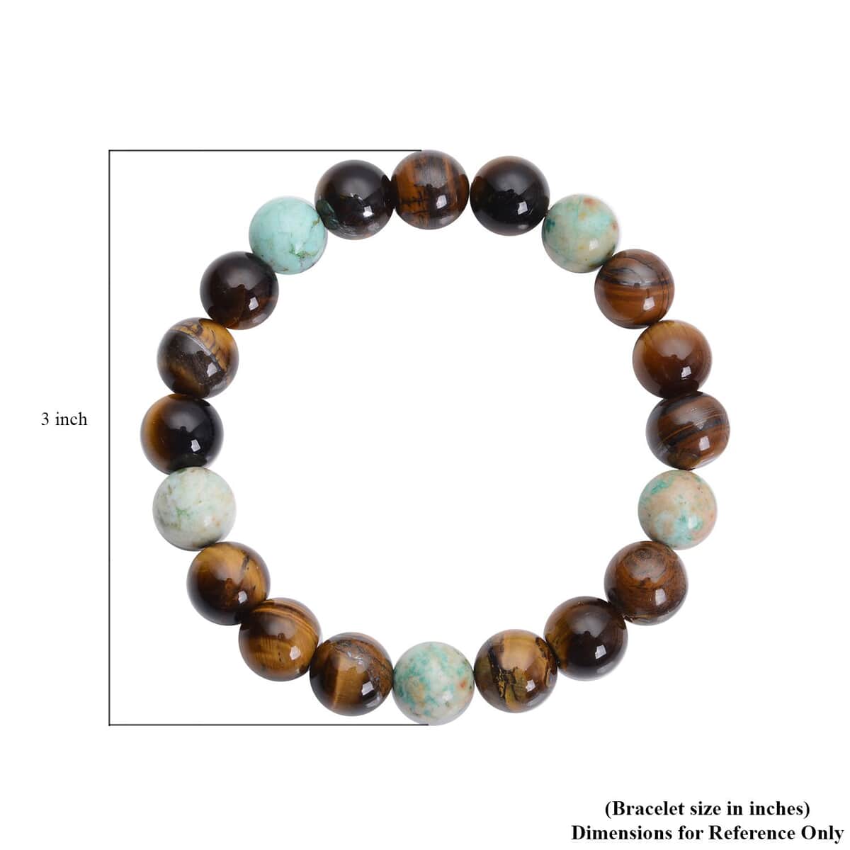 Yellow Tiger's Eye and Peru Turquoise 9-11mm Beaded Stretch Bracelet 148.50 ctw image number 2