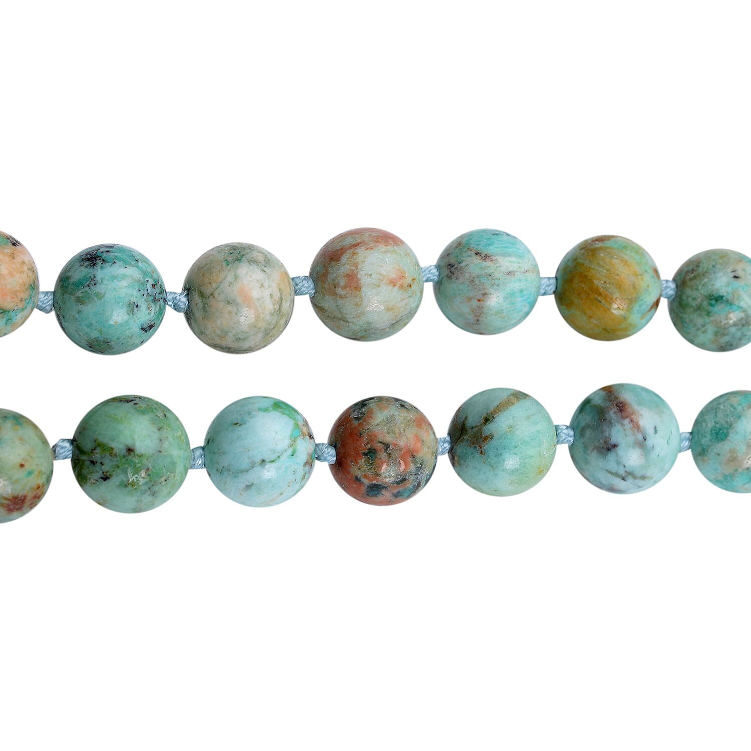 Peru Turquoise Beaded Necklace 20 Inches in Rhodium Over Sterling Silver 260.00 ctw