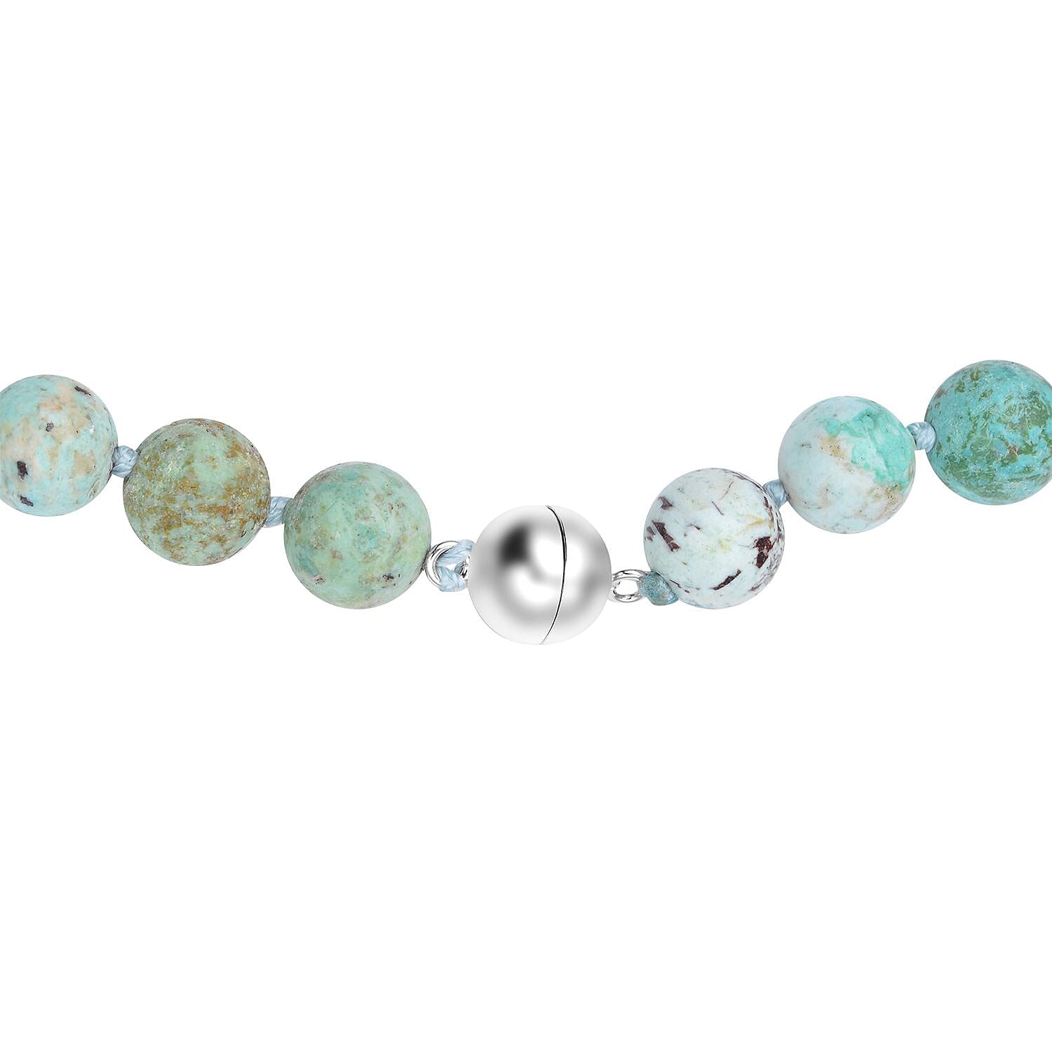 Peru Turquoise Beaded Necklace 20 Inches in Rhodium Over Sterling Silver 260.00 ctw