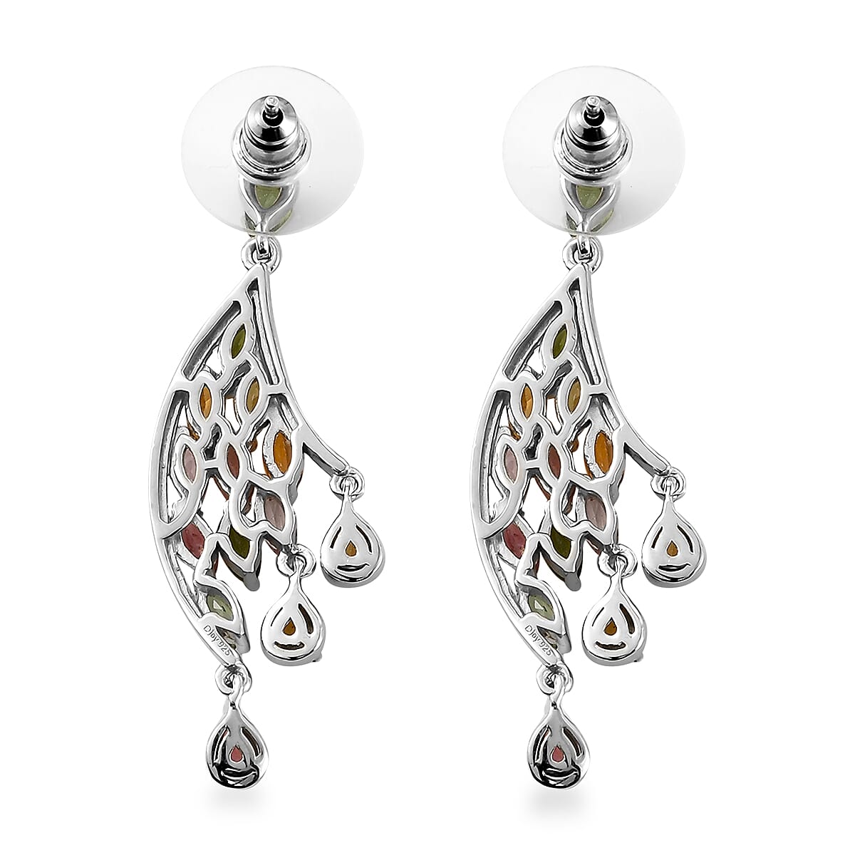 Multi-Tourmaline Wings Earrings in Platinum Over Sterling Silver 3.75 ctw