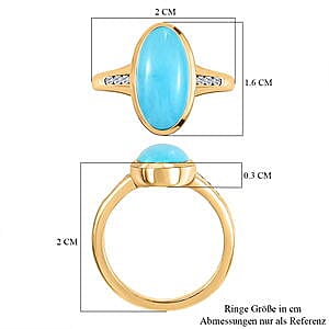 Sleeping Beauty Turquoise and White Zircon 3.30 ctw Ring in 14K YG Over Sterling Silver (Size 11.5)