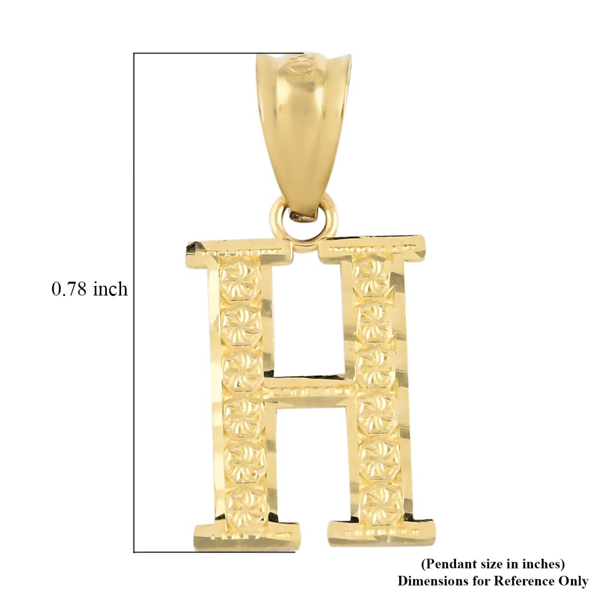 California Closeout Deal 10K Yellow Gold Initial H Pendant image number 2