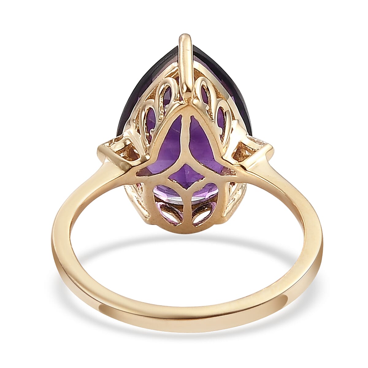 Luxoro 10K Yellow Gold AAA Mashamba Amethyst and G-H I3 Diamond Ring (Size 10.0) 2.25 Grams 4.75 ctw