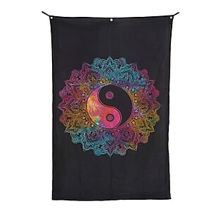 Multi Color Cotton Yin Yang Screen Printed Tie Dye Tapestry Wall Hanging
