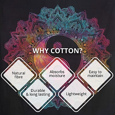 Multi Color Cotton Yin Yang Screen Printed Tie Dye Tapestry Wall Hanging