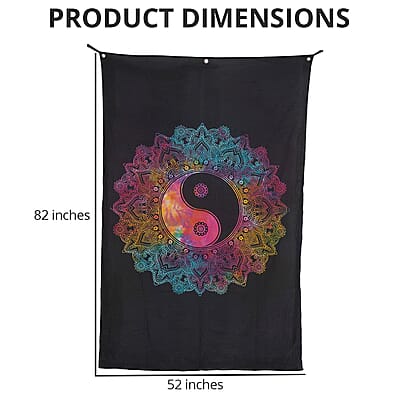 Multi Color Cotton Yin Yang Screen Printed Tie Dye Tapestry Wall Hanging
