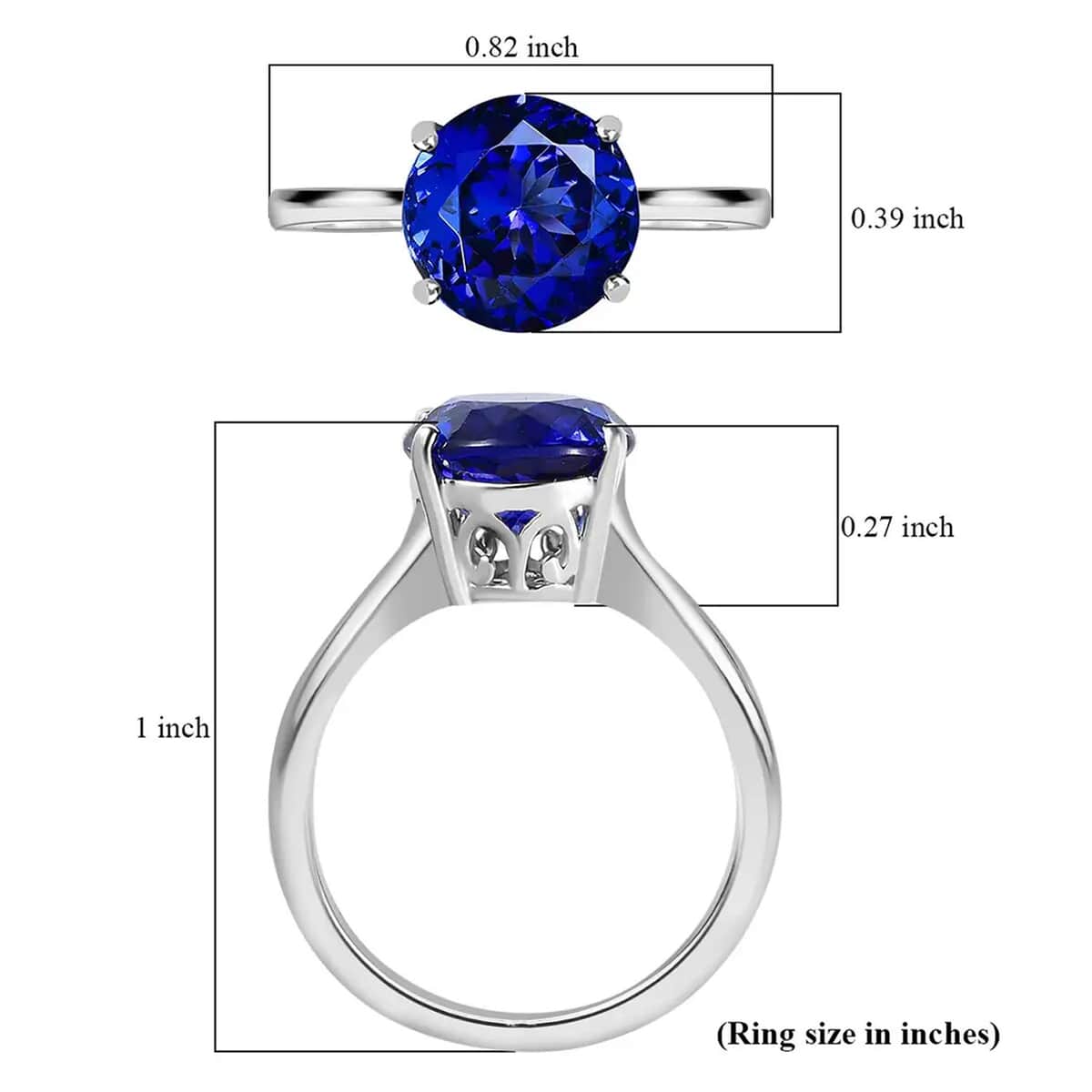 Rhapsody AAAA Tanzanite Ring | 950 Platinum Ring | Tanzanite Solitaire Ring | 950 Platinum Solitaire Ring | Engagement Rings For Women|Promise Ring 5.00 ctw image number 5